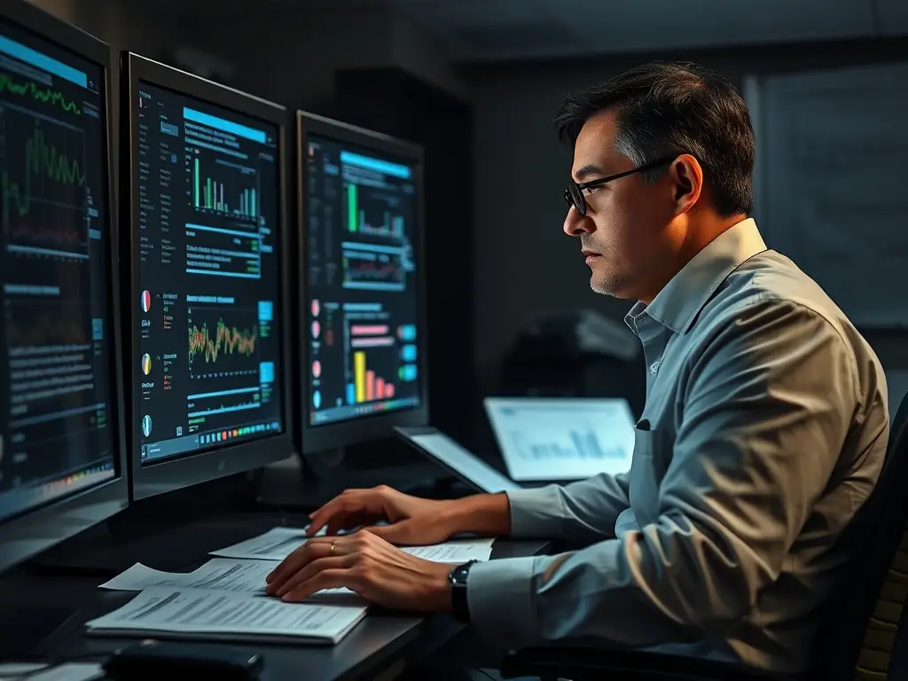 An image showing a professional auditor analyzing website code and accessibility reports on a computer screen.